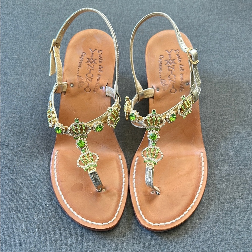 Women's Green Embellished Sandals